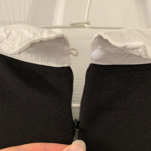 Collared black dress with embroidered cat print - Picture 7 of 7